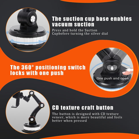 Pincuttee Sucker Car Phone Holder 2023 New Upgraded Sucker Car Phone Holder Mount Stand Universal Dashboard/Windshield/Window Phone Holder(Black,1...