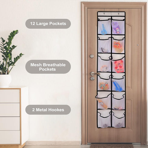 12 Large Pockets Over Door Hanging Shoe Organizer...