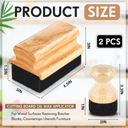 2 Pcs Cutting Board Oil Wax Applicator Butcher Block Oil Rectangular Circular Wooden Cutting Board Mineral Oil with Handle for Wood Surfaces Resto...