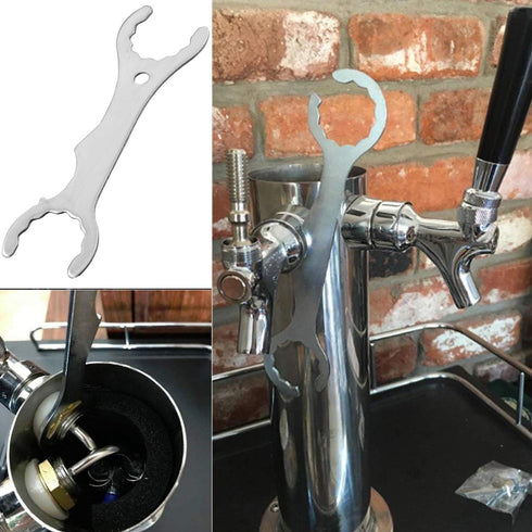 Faucet Spanner Home Brewing Wrench, Stainless Steel Superior Tool Multi-function Spanner Wrench for Tap Beer Tower Coupler Multi-Use Faucet Key To...