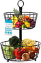 BIRDROCK HOME 2 Tier Wire Fruit Basket | Round Metal Standing Baskets | Fruit Vegetable Garlic Caddy | Freestanding Rustic Decorative Basket...