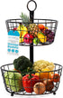 BIRDROCK HOME 2 Tier Wire Fruit Basket | Round Metal Standing Baskets | Fruit Vegetable Garlic Caddy | Freestanding Rustic Decorative Basket...