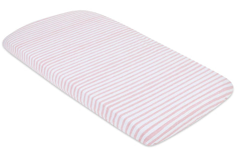 Ely's & Co. Patent Pending Waterproof Bassinet Sheet, No Need for Bassinet Mattress Pad Cover, 2 Pack Mauve Pink Splash & Stripes,for Baby Girl 32...