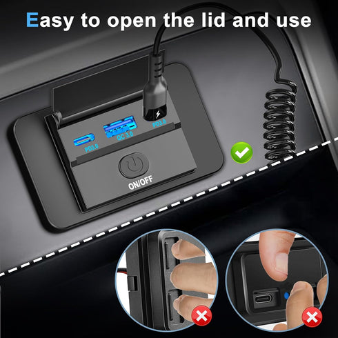 2 Pack 90W 12 Volt USB Outlet Panel Wall Mount Ouffun Dual 36W PD & QC3.0 18W Car USB Port Charger Socket with Dual 65W USB C Cable for Car Bus RV...