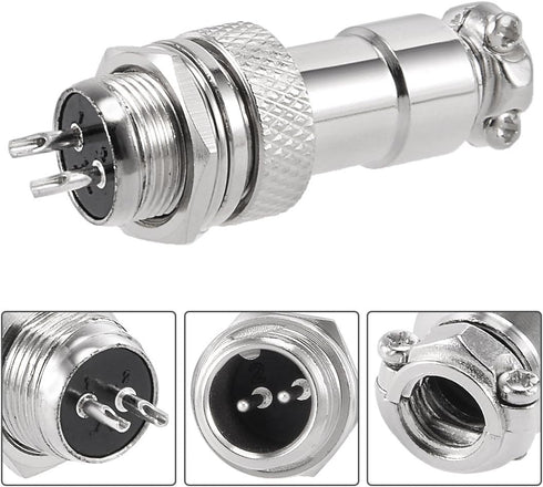 uxcell Aviation Connector Plug 12mm 2Terminals 7A 125V GX12-2 Waterproof Female/Male Wire Panel Power Chassis Metal Fittings Aviation Wire Connect...
