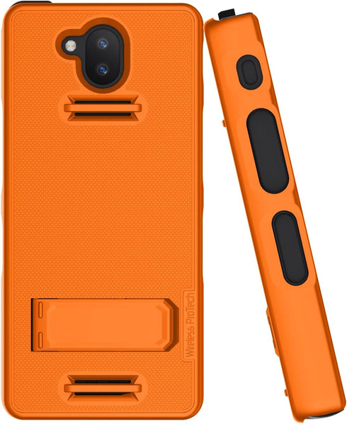 Case compatible with Sonim XP10 (XP9900), Protective Shell Case with Kickstand and Screen Protector (Orange)...