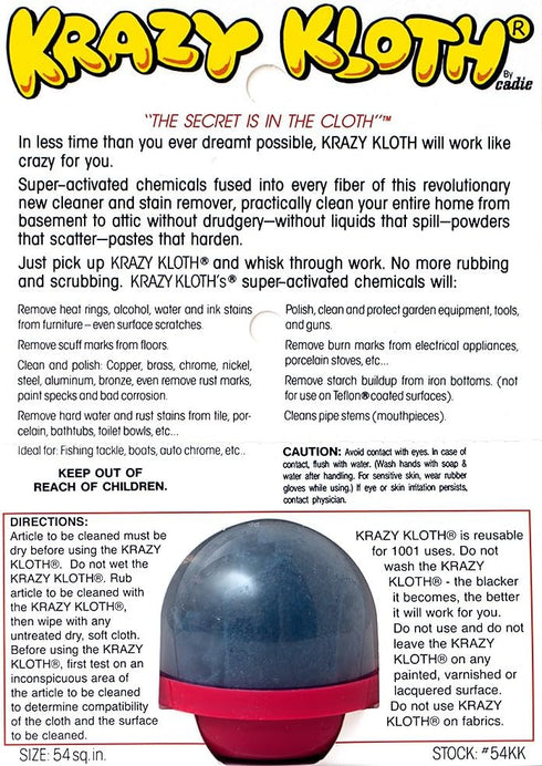 Krazy Kloth As Seen on TV - All Around Home Cleaning Cloth Infused with Super Activated Formula to Cleans, Polishes, Protects and Removes Stubborn...