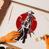 FINGERINSPIRE Chinese Swordsman Stencil Samurai Stencil 29.7x21cm China Heroes Drawing Stencil Reusable China Ancient Knight Stencil Paladin Warri...