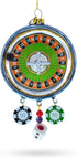 Roulette and Casino Poker Chip Glass Christmas Ornament...