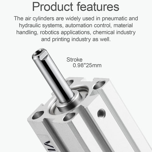Pneumatic Air Cylinder 20mm Bore 25mm Stroke, Thin Air Cylinder Double Action Hydraulic Cylinders SDA 20 X 25...