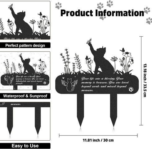 Pet Grave Markers Cat - Cat Memorial Garden Stake Metal Cat Memorial Plaque Cat Grave Marker Cemetery Outdoors Waterproof Grave Stakes Plaque Pet ...