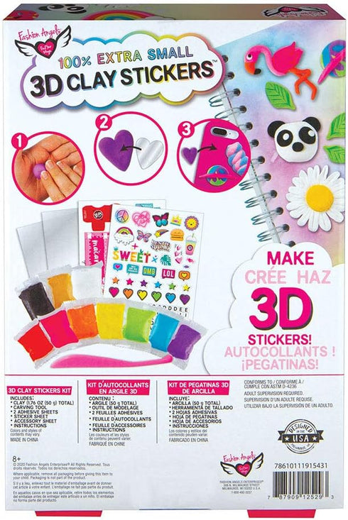Fashion Angels 100% Extra Small Clay Sticker Kit 12529 Air Dry Clay Stickers, Decorate your Accessories Kit, Makes 20 Clay Stickers,multi...