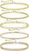 Gold Ankle Bracelets for Women,14K Gold Anklets for Women Waterproof Cuban Link Figaro Chain Gold Anklet for Women Summer Beach Anklets Set Layere...