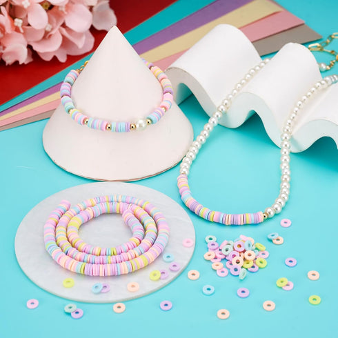 6mm Heishi Clay Beads Cheriswelry Multicolor Flat Round Disc Polymer Clay Spacer Beads 10 Strands About 3200pcs Loose Handmade Beads for DIY Jewel...