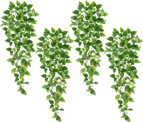 Whonline Fake Plants Hanging 4pcs Artificial Vines Fake Pothos 3.6FT for Living Room Indoor Outdoor Decor (No Baskets)...