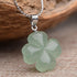 St. Patrick's Day Four Leaf Clover Pendant Necklace Green Aventurine Gemstone Pendant Necklace 18"...