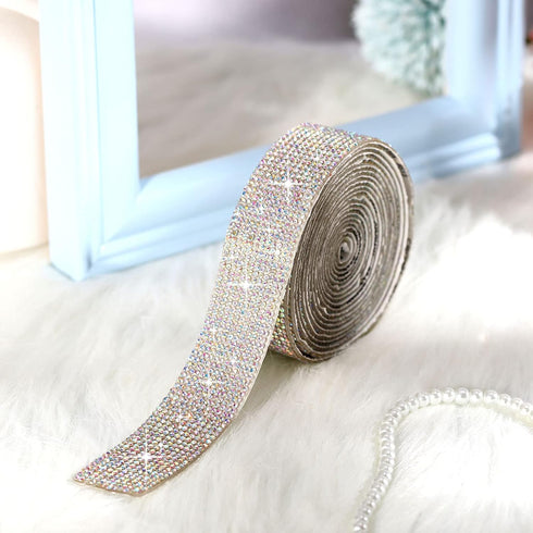 5 Rolls Self Adhesive Crystal Rhinestone Diamond Roll Ribbon Bling Gemstone Strips Sticker Rhinestone for Craft with 2 mm Rhinestone 4.5 Yards (Mu...