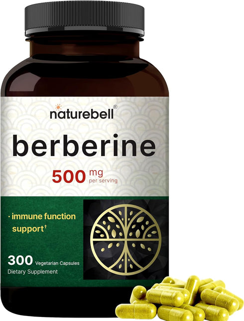 NatureBell Berberine Supplement 500mg | 300 Veggie Capsules, 97% Pure Berberine HCL – 5:1 Root Extract – Plant Based, Vegan, Non-GMO...