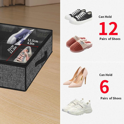 Onlyeasy Sturdy Under Bed Shoe Storage Organizer, Set of 2, Fit 12 to 24 Pairs, Underbed Shoes Closet Storage Solution with Clear Window, Breathab...