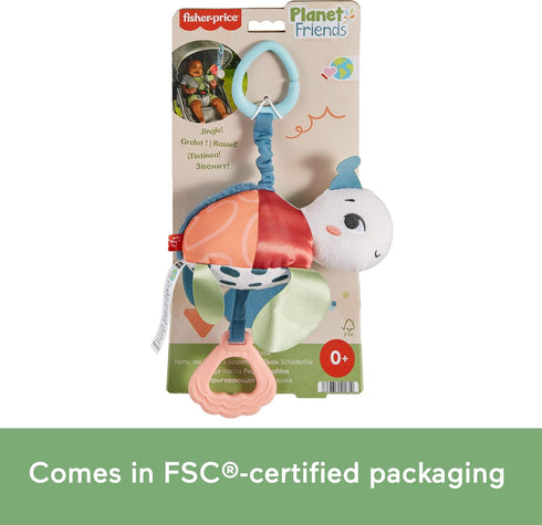 FISHER-PRICE BABY Stroller Toy Planet Friends Sea Me Bounce Turtle with Teether, Bouncing Motion & Sounds for Newborns...