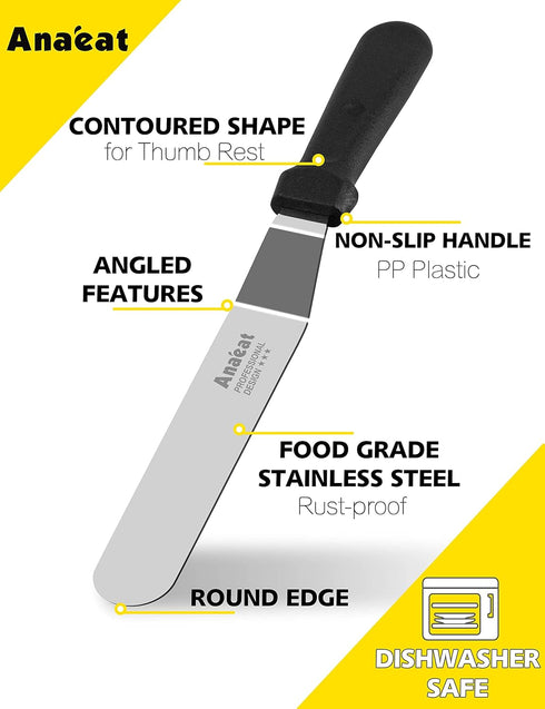 Anaeat Icing Spatula, Professional Cake Angled Offset Spatula with 10" Stainless Steel Blade - Thickened Frosting Knife with Durable Plastic Handl...