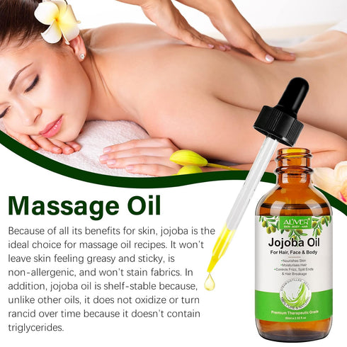 Jojoba Oil for Hair Oil and Body Oil, Natural Cold Pressed Skin Care Cuticles Oil for Hair Care and Skin Deeply Moisturizing, Effective for Dry Da...