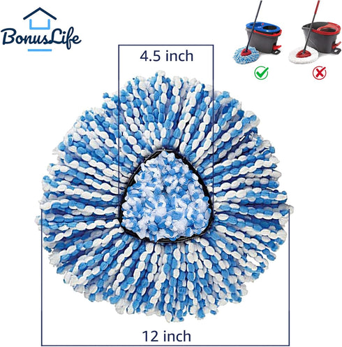 BonusLife 3-Pack Mop Head for O-Ceda RinseClean Spin Mop Refill 2-Tank System Only Easy Cleaning Microfiber Replacement...