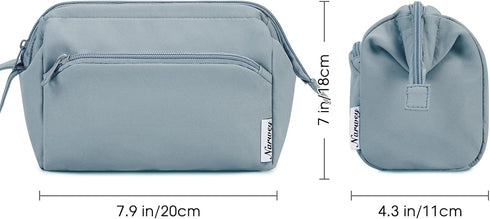 Narwey Large Women Makeup Bag Wide-open Make up Bag Travel Cosmetic Organizer Toiletry Bag for Cosmetics Toiletries Accessories (Greyish Blue)...