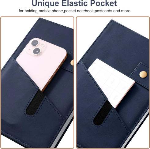 A5 Leather Journal Notebook with Pen, 200 Pages Hardcover Journal with Pocket, 100gsm Thick Lined Paper Daily Diary for Men and Women, Great Gift ...
