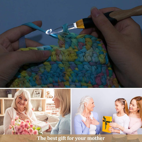11 Sizes Lighted Crochet Hooks Set Rechargeable Crochet Hook Light Up Hooks with Case, Interchangeable Heads 2.5 mm to 8 mm for DIY Craft Supplies...