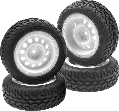 ShareGoo 75mm RC Rally Car Tires Rubber Tires Tyres & Plastic Wheel Rims 12mm Hex Compatible with Traxxas Tamiya HSP HPI Kyosho 1/10 RC On Road Ra...