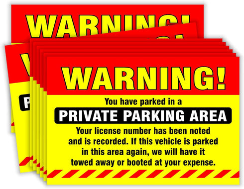 Private Parking Stickers (Pack of 50) Reserved No Permit Area Violation Warning Notice Vehicle is Illegally Parked - Large Size 6" X 9" – Yellow...