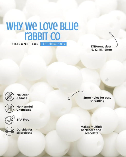 White Silicone Beads for Keychain, Necklace, Bracelet Making - Jewelry Making Kit (12mm, 100pc, White)...