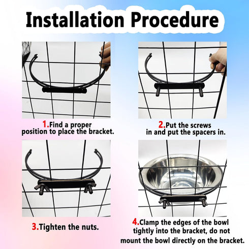 Dog Bowls Crate Water Bowl Kennel Hanging Cage Food Water Bowl Non-Spill Stainless Steel Metal Mountable Feeder Dish for Puppy Bunny Cats Pets Att...
