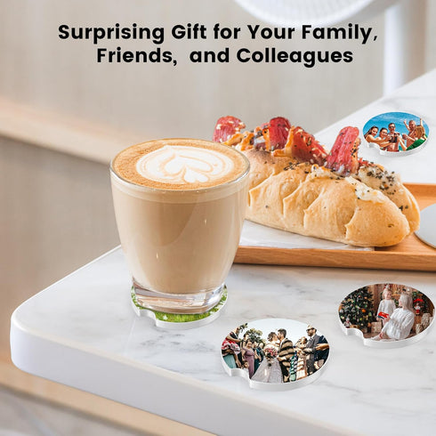 Sublimation Blanks Car Coasters, 6pcs Ceramic Sublimation Coasters Blanks for Cup Holders, Absorb Spills to Keep Cupholders Clean (White-Light (Ce...
