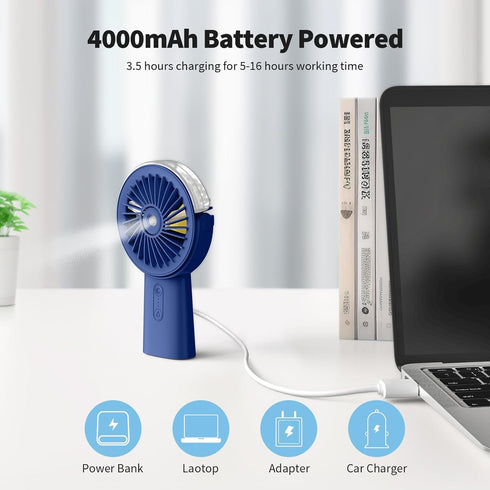 Otlonpe Misting Fan Portable Fan with Mist, 4000mAh Rechargeable Handheld Fan Battery Operated Power Bank, Water Spray Mister Hand Held Fan, Desk ...