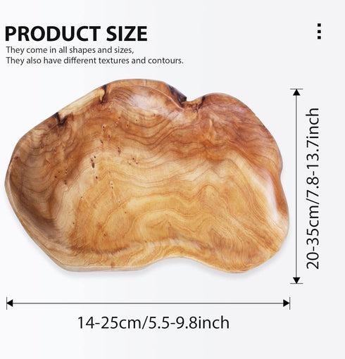 Wooden Dough Bowls for Decor - Natural Wood Fruit Bowl 11-13 inch, Decorative Wooden Bowl for Fruits, keys, jewerly Display, Kitchen, Dining Room,...