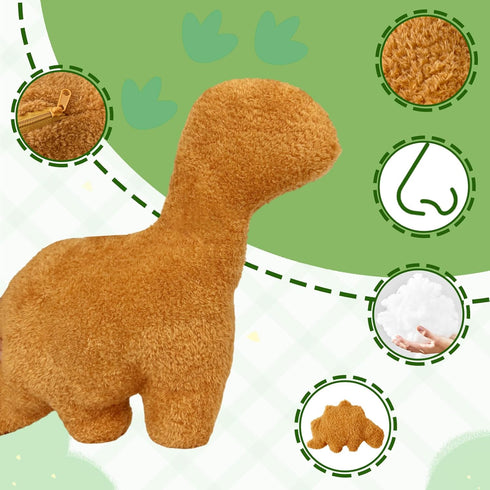 4 Pcs Dino Nugget Pillow Set,Large Chicken Nugget Plush with 3 Small Dinosaur Plush Toys,Dino Stuffed Animal for Birthday Gift Party Favors...