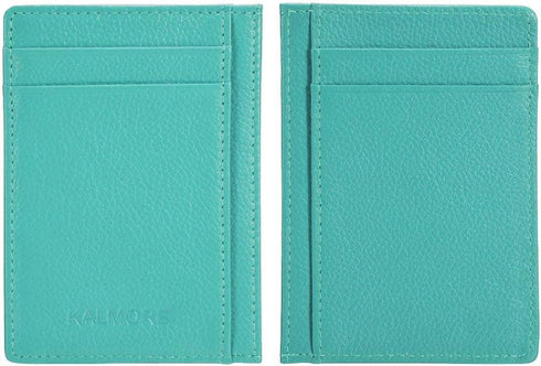 Unisex-Adult's Petite Credit Card Holder Leather Slim Minimalist Wallet, Light Blue, Classic...