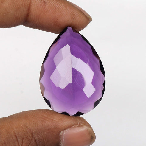 REAL-GEMS 28.55 Ct Violet Amethyst Pear Shaped Pendant Size Loose Gemstone for Jewelry Making...
