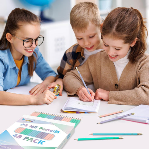 V-Opitos Wood-Cased #2 HB Pencils, 48 Pack Pre-Sharpened Pencils with Top Erasers, Bulk Pastel Color Pencils for School Teacher Supplies, Writing,...