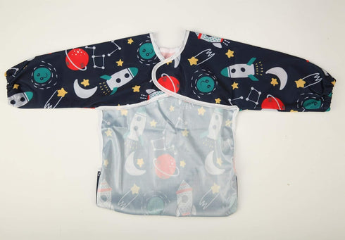 Baby Bib Sleeved Shirt With Pocket 1-3 years old Toddler Painting Drawing (Rocket)...