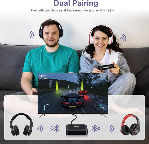 JXTZ Bluetooth 5.2 Transmitter Receiver, aptX Low Latency HD Bluetooth Audio Adapter, Dual Connect Bluetooth Adapter, 3.5mm AUX Output Wireless Au...