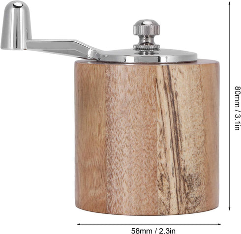 Wooden Salt Pepper Grinder, Manual Peppercorn Spices Mill Refillable Classic Grinding Chili Herbs Crusher Tool with Long Crank Shaker Tableware Gi...