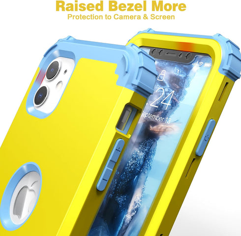 IDweel for iPhone 11 Case with Screen Protector(Tempered Glass), Hybrid 3 in 1 Shockproof Slim Fit Heavy Duty Protection Hard PC Cover Soft Silico...