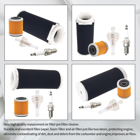 Air Filter Kit Guide & END CAP & Oil Filter & Fuel Filter & Spark plug Kit Compatible with Yamaha Grizzly 600 YFM600 4x4 1998-2001,1UY-14458-01-00...