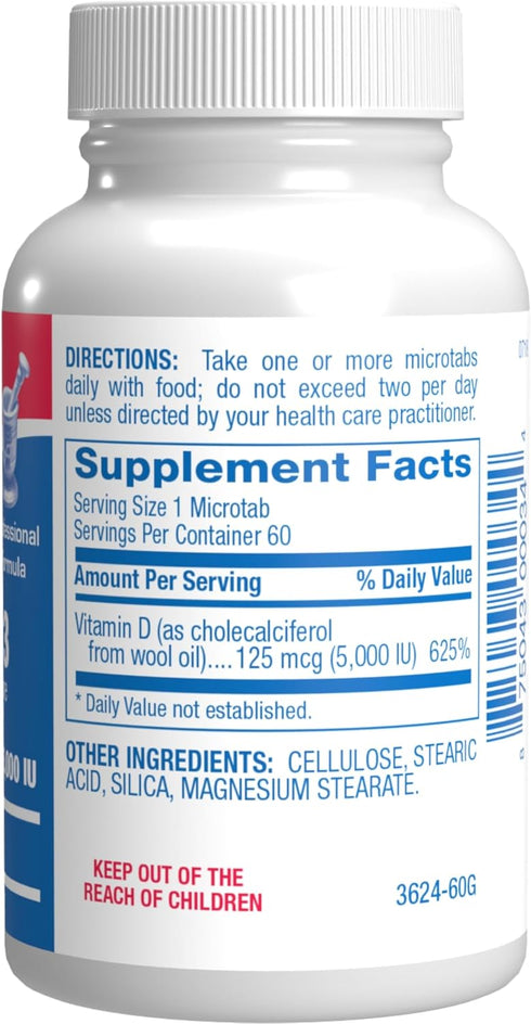 High Strength Vitamin D3 5000 IU - Clinical Formula Vitamin D Supplement for Men and Women for Bone Teeth Muscle Mood and Immune Support - High Ab...