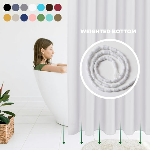 Biscaynebay Hotel Quality Fabric Shower Curtain Liners 72" X 72", White Water Resistant Bathroom Curtains Rust Resistant Grommets Weighted Bottom ...