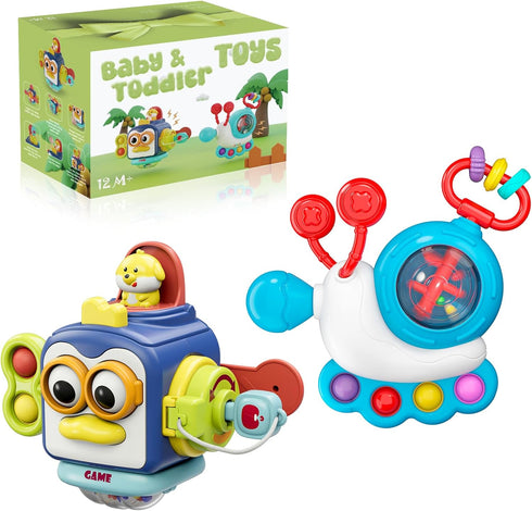 Montessori Toys for 1 Year Old, Travel Activities Busy Cube, Baby Rattles Sets, Early Educational Toys Gift for 12 18 Month, Baby Boy Girl Gifts S...
