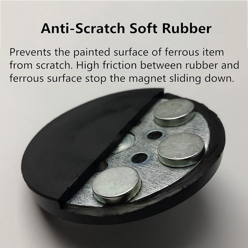 MUTUACTOR 62LB Anti-Scratch Neodymium Rubber Coated Magnet with M6 Female Thread, Non-Slip Strong Monting Magnet for Led Lighting Bar, Signal Ligh...